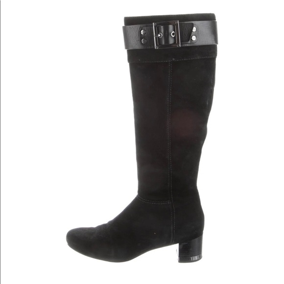 Tory‎ Burch Suede Riding Boots in Black Size 10 - Picture 1 of 16